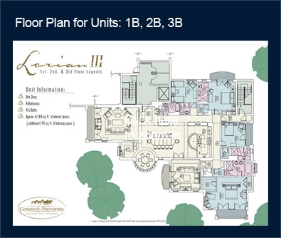 Floor Plan for Units: 1B, 2B, 3B